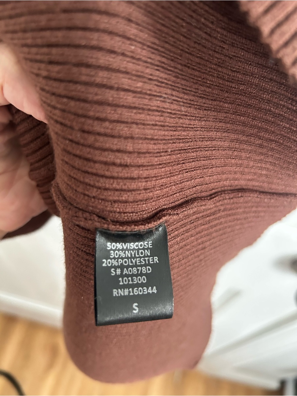 Beige Botany Chocolate Brown Ribbed Knit Midi Dress | Size Small - Picture 4 of 5
